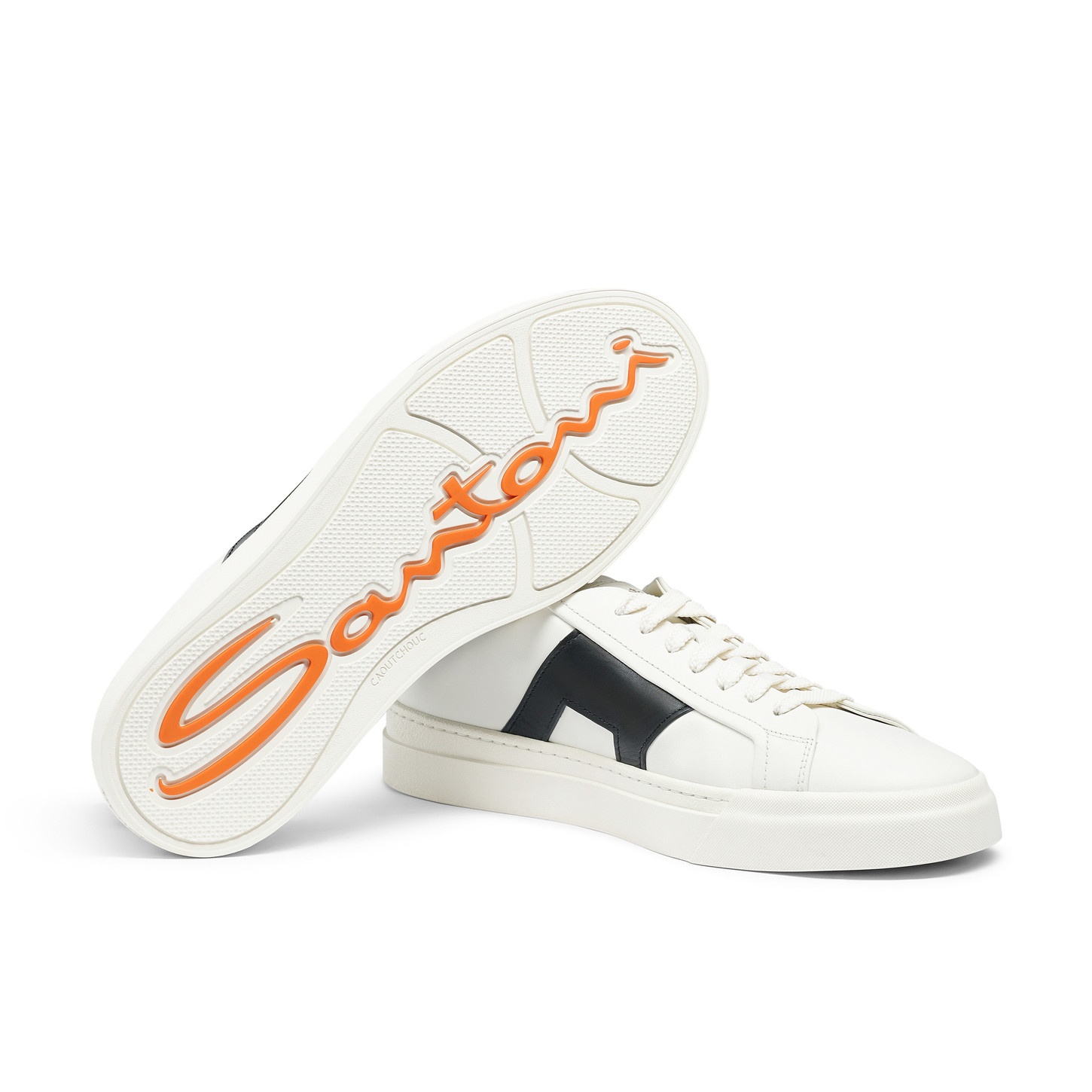 【★完売必至★】Santoni ☆ Double Buckle レザースニーカー Santoni Black Leather Double Buckle Sneaker