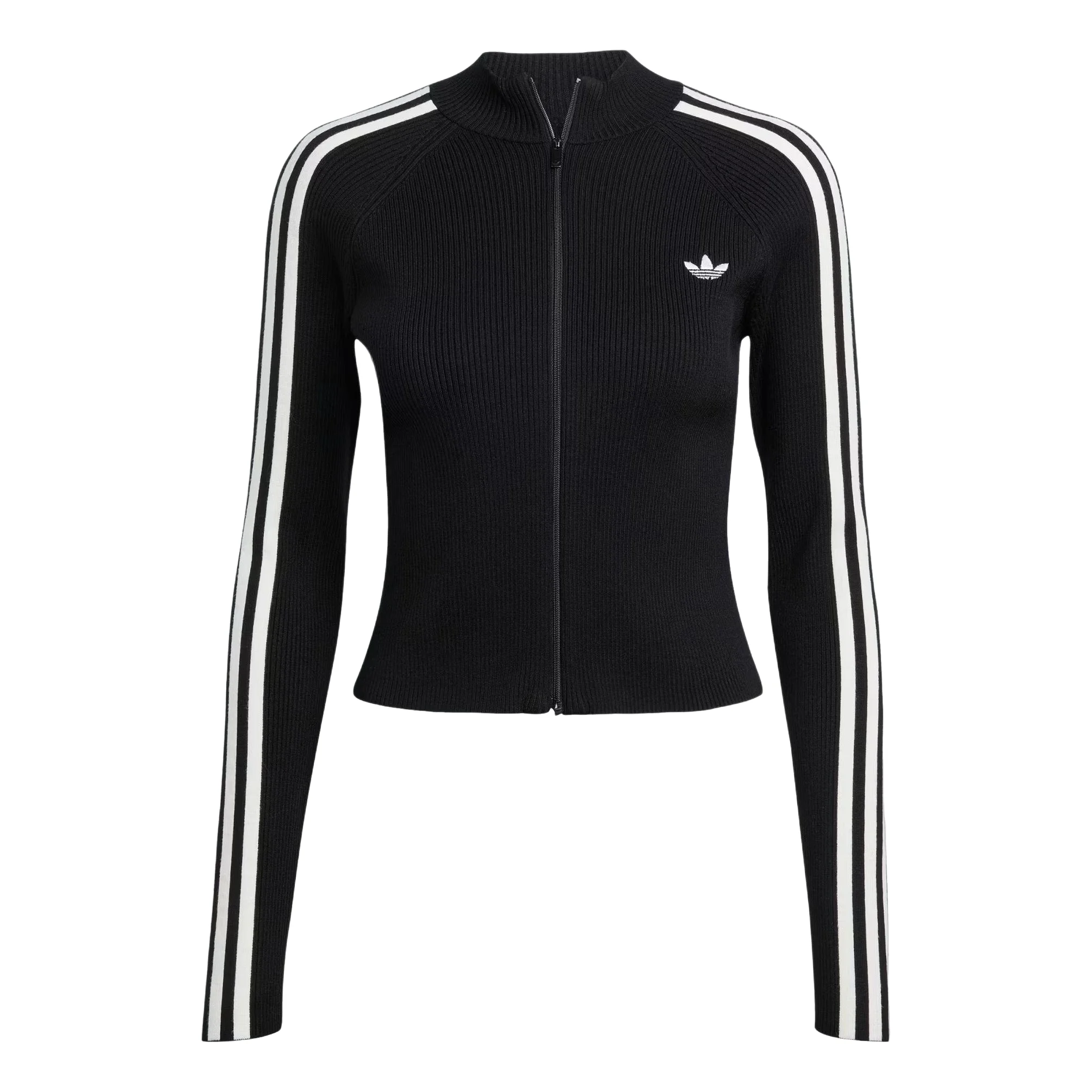 (WMNS) adidas Adicolor 3-Stripes Slim Knit Track Top Asia Sizing 'Black' JY2597 - 1