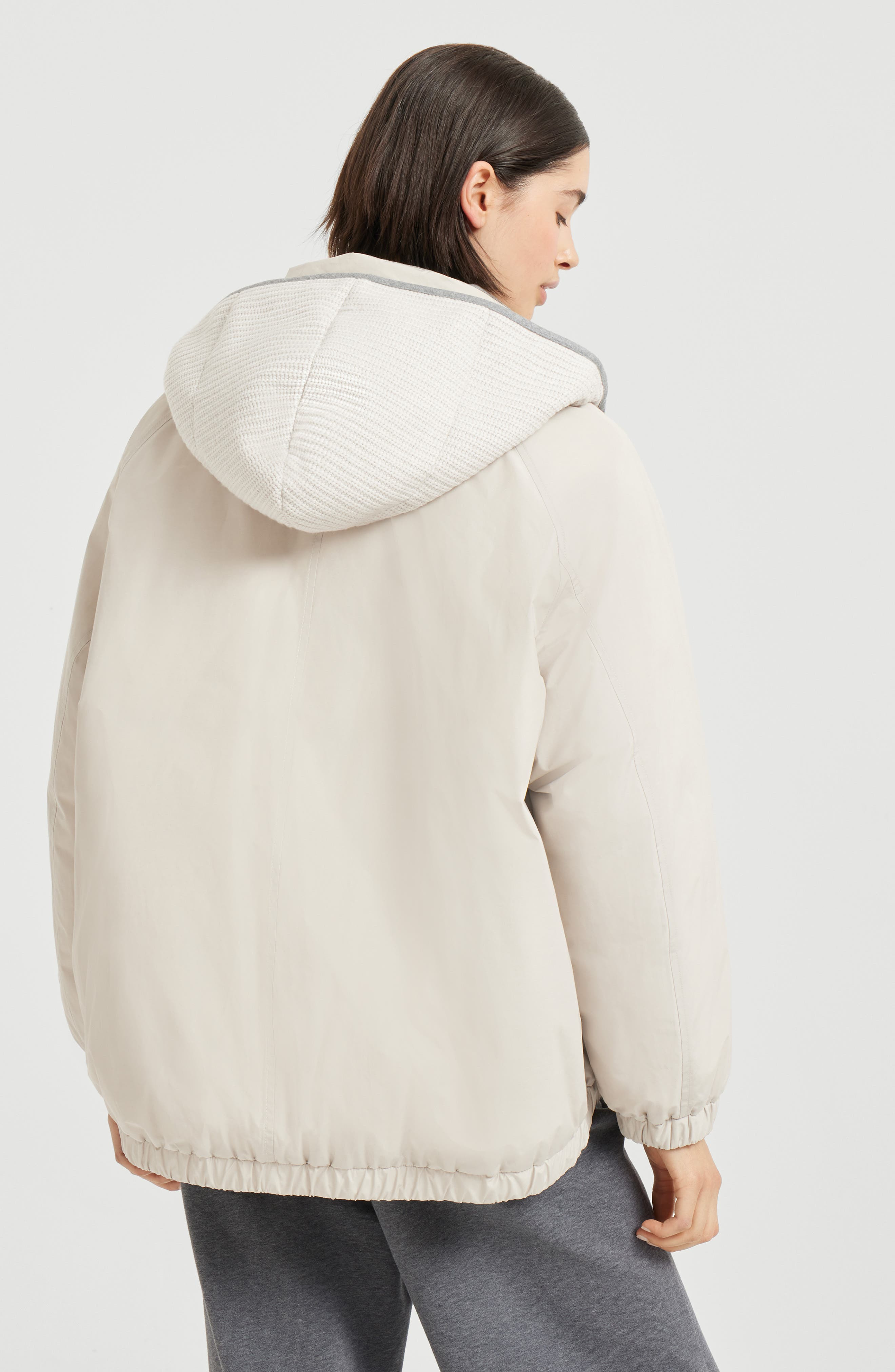 Brunello Cucinelli Water-resistant taffeta down jacket in Light Grey at Nordstrom - 3