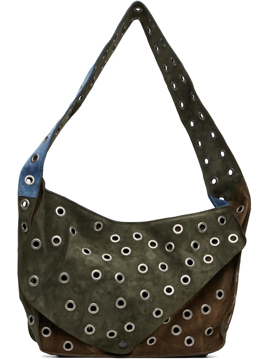 Khaki & Blue Record Messenger Bag - 1
