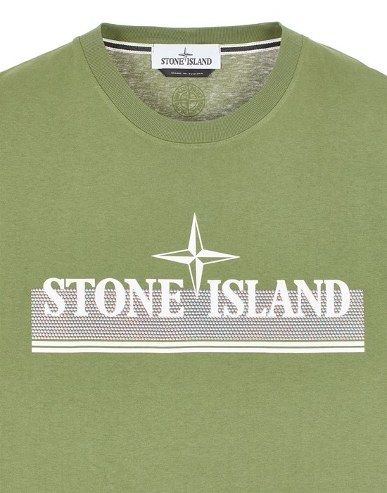 2NS92 30/1 COTTON JERSEY 'TRICROMIA ONE' PRINT_GARMENT DYED OLIVE GREEN - 3