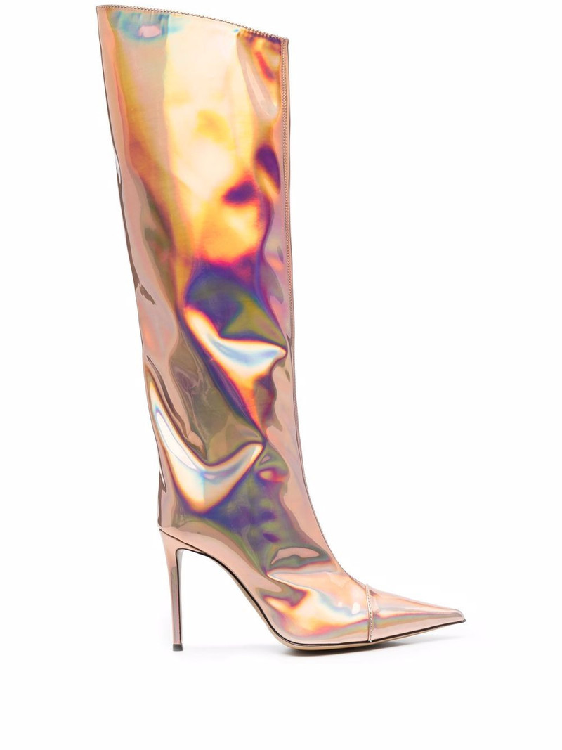 iridescent-effect knee-length boots 1