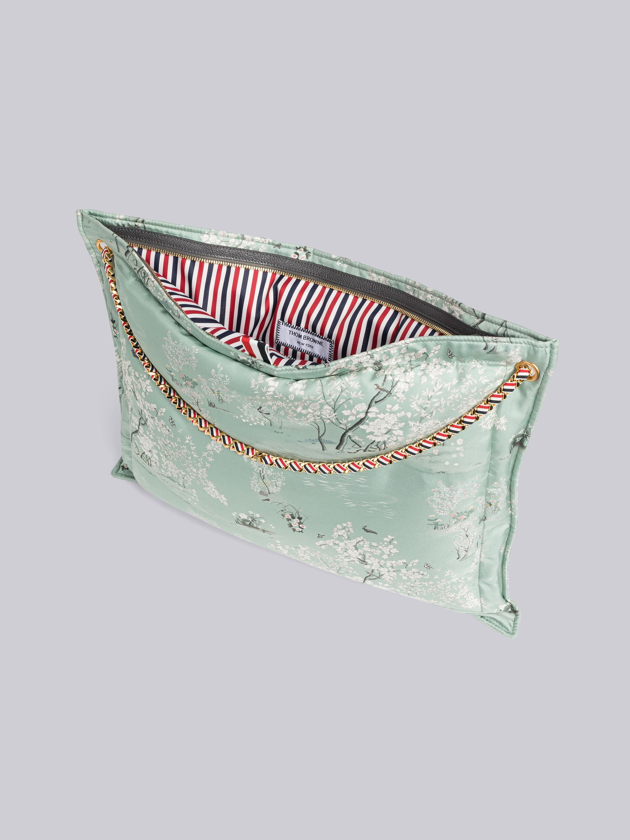 Printed Silk Toile Pillow Clutch With Chain - 5