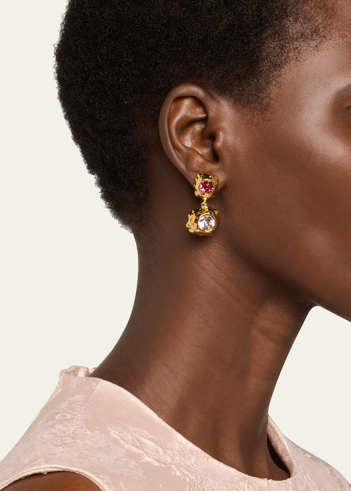 Textured Scramble Double Drop Earrings - 2