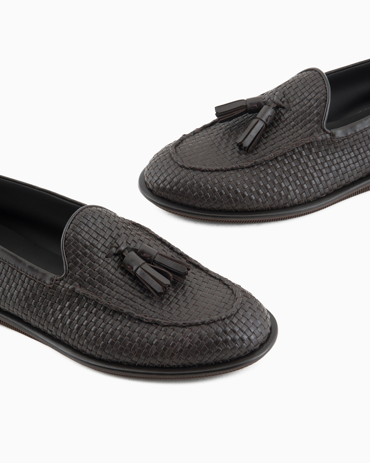 Woven nappa leather loafers with tassels - 5