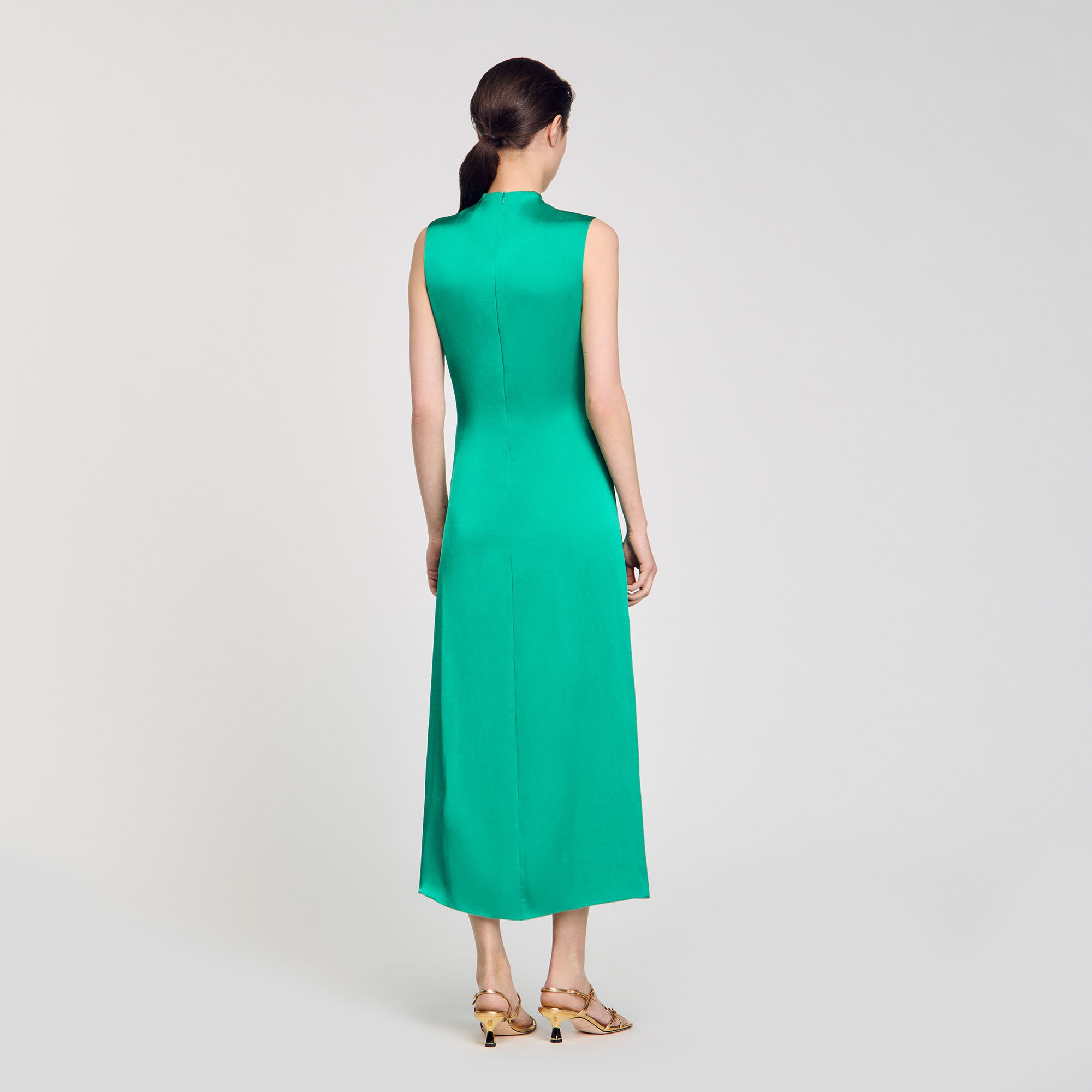 DRAPED SATIN-EFFECT DRESS - 5