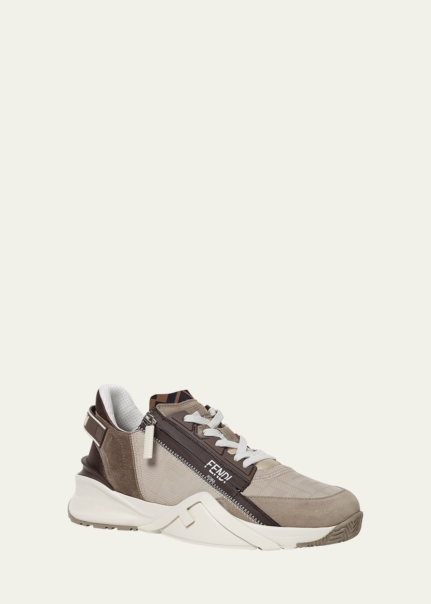 Men's Fendi Flow Nubuck Leather Low-Top Sneakers - 2