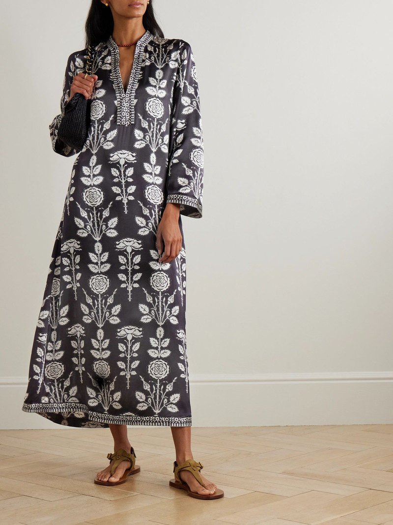 EMPORIO SIRENUSE Jenna printed silk-voile kaftan Multi outlook