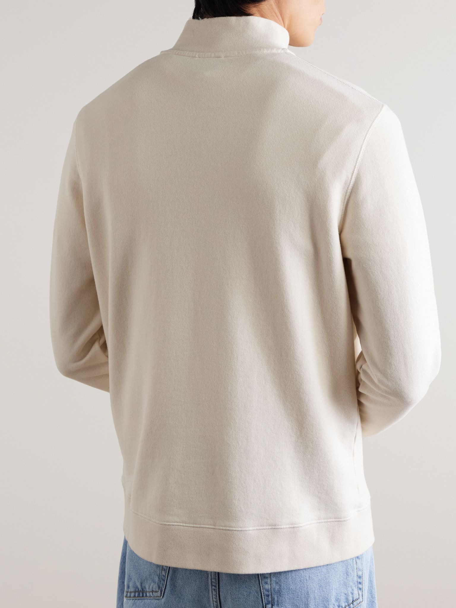 Cotton-Jersey Half-Zip Sweatshirt Beige - 3