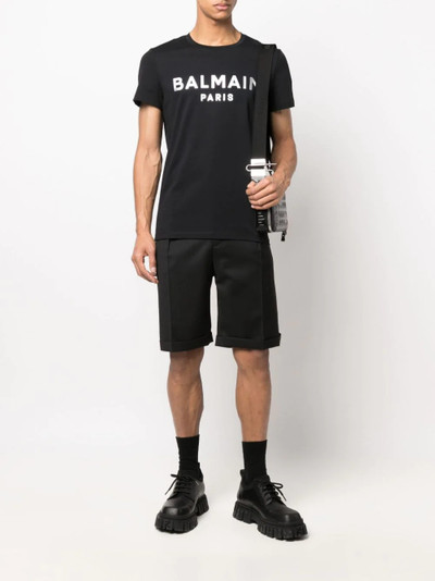 Balmain metallic logo-print cotton T-shirt outlook