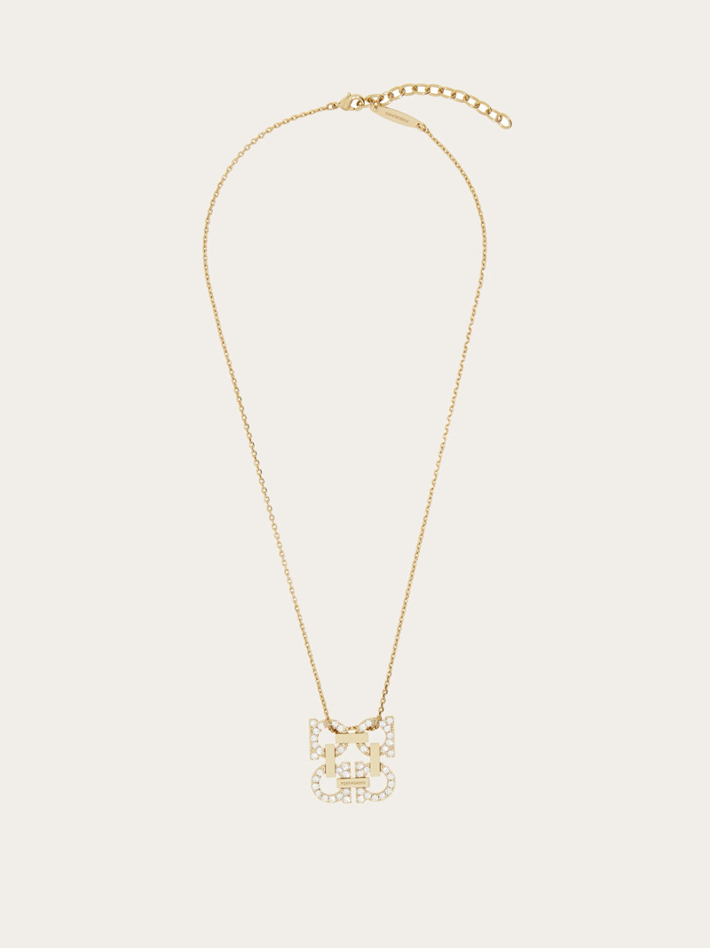 Crystal embellished four Gancini pendant necklace 1
