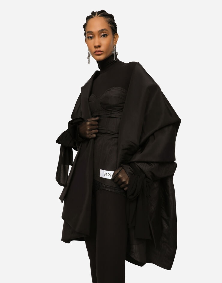 Taffeta and moiré cape with the Re-Edition label - 5