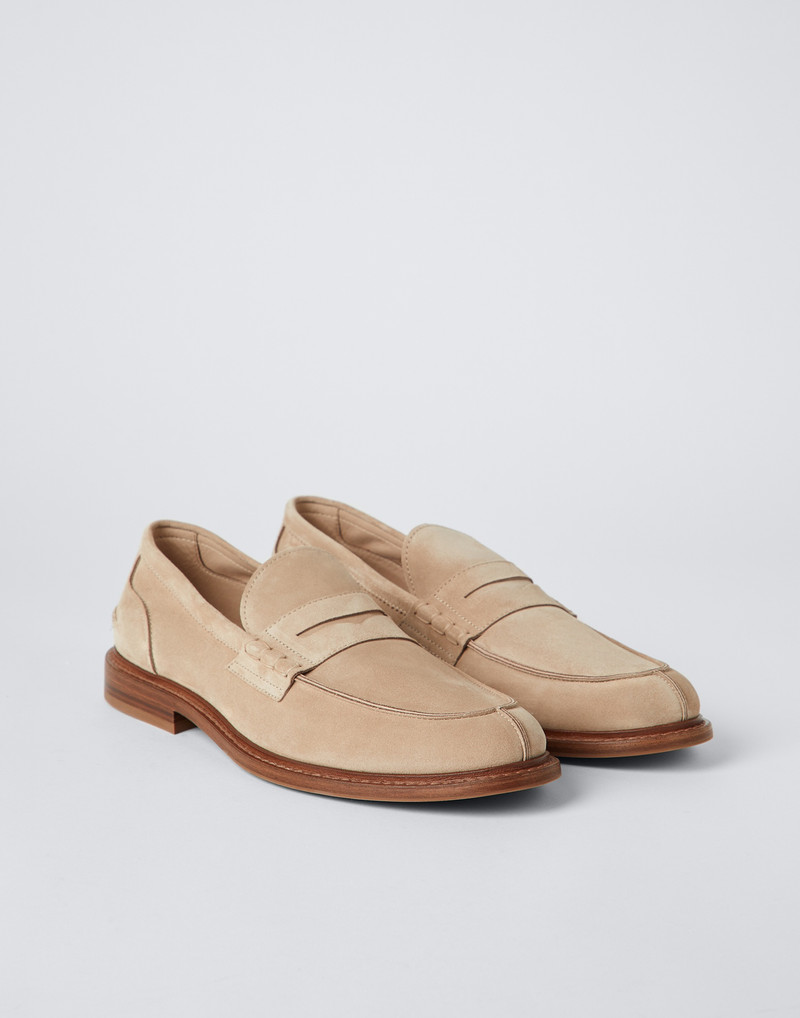 Suede unlined penny loafers 1