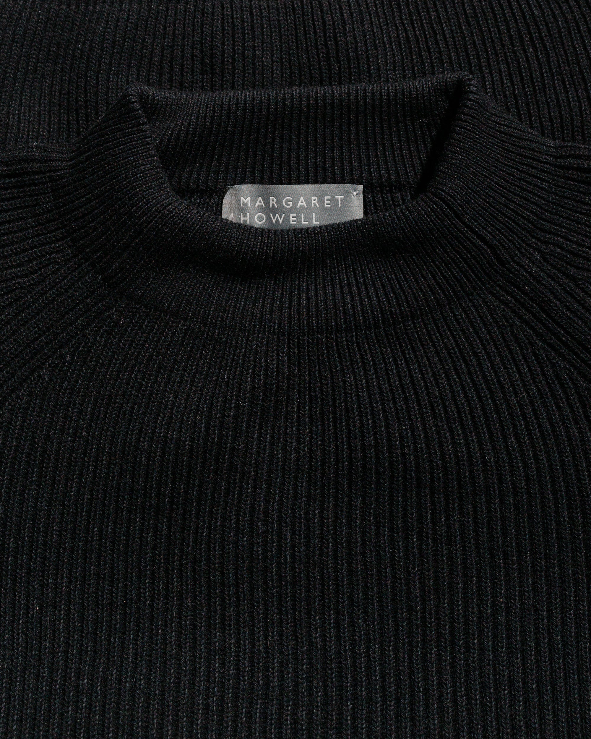 Simple Rib Crew Neck Cotton Wool Black - 5