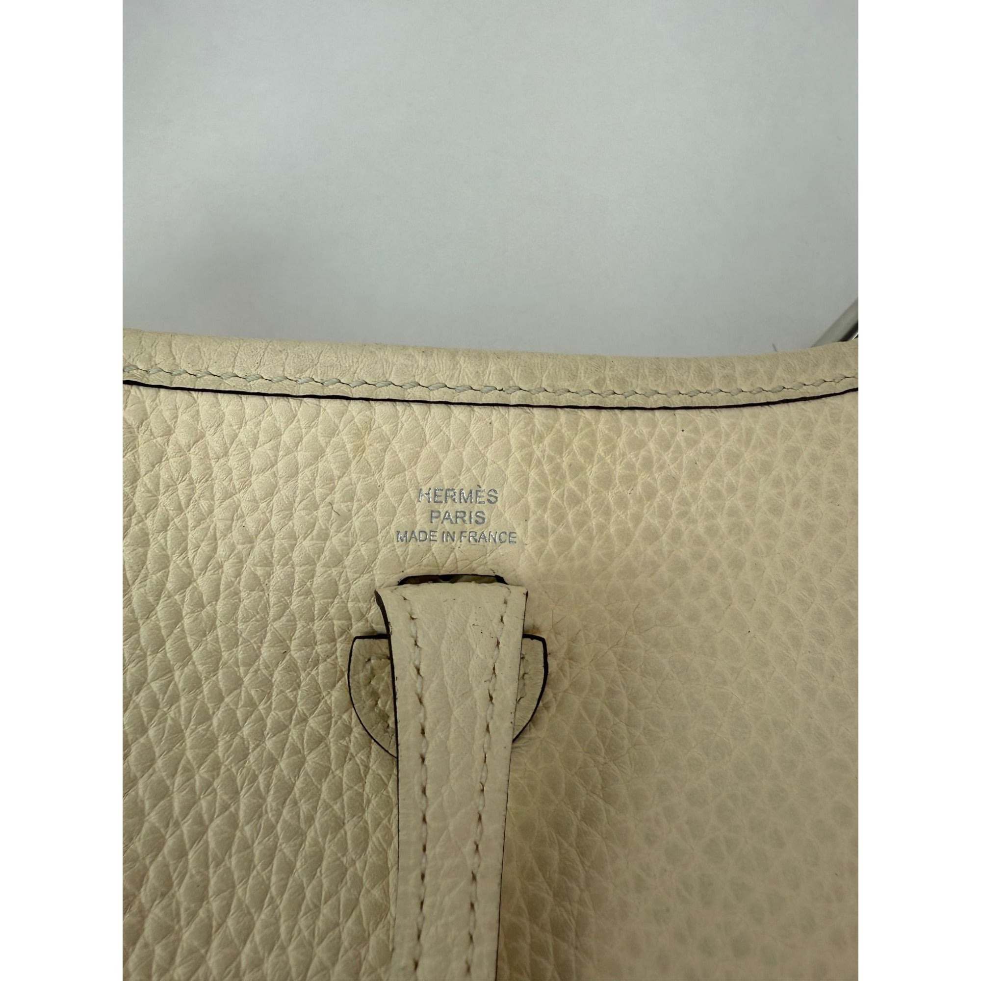 Hermes Taurillon Clemence evelyne TPM Nata White Crossbody Bag - 12