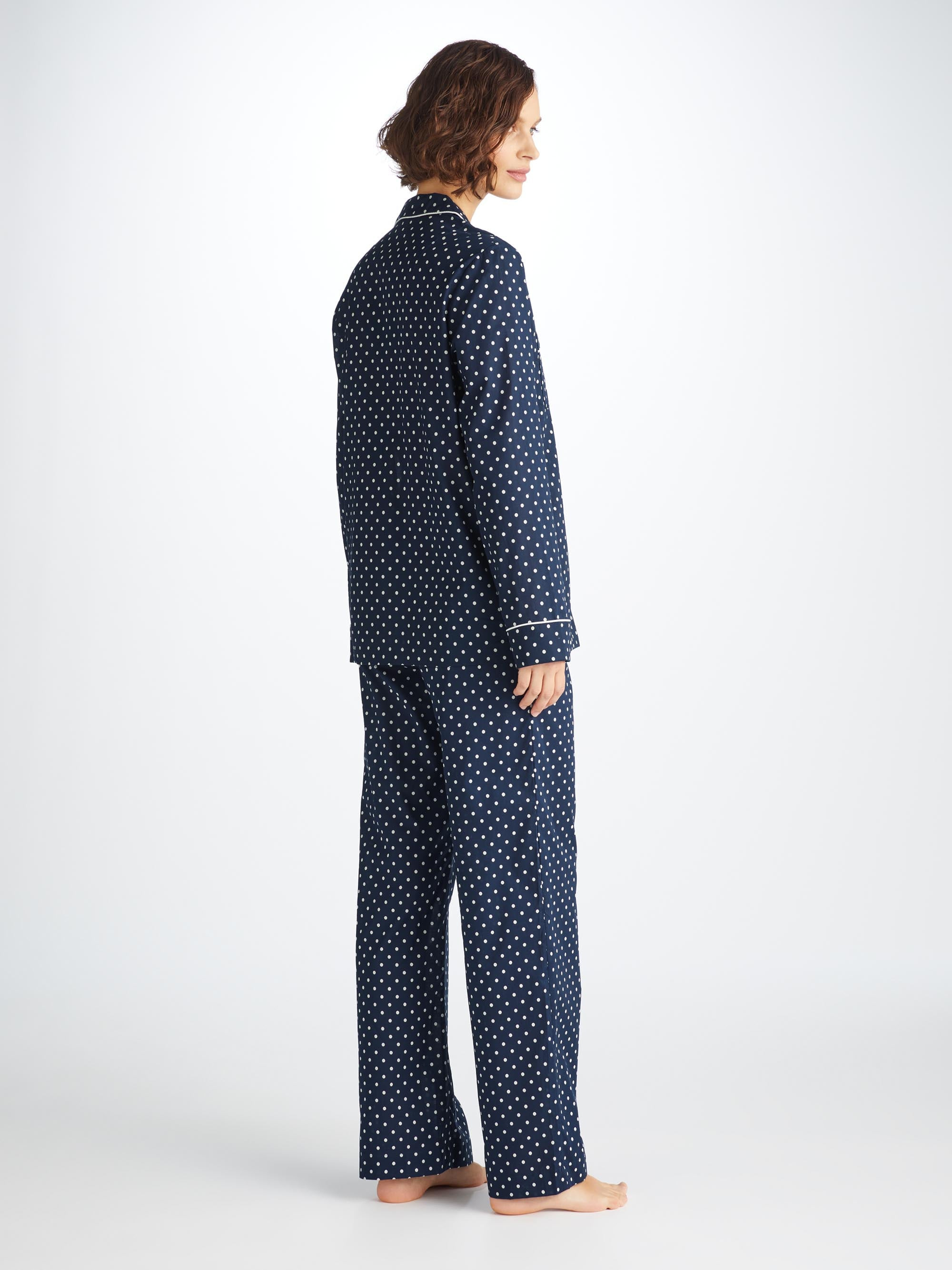 Women's Pajamas Cotton Batiste Navy Polka Dot Print - 7