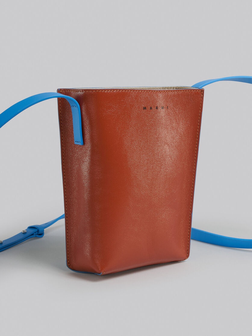 MUSEO SOFT SMALL BAG IN BROWN AND BLUE LEATHER - 5