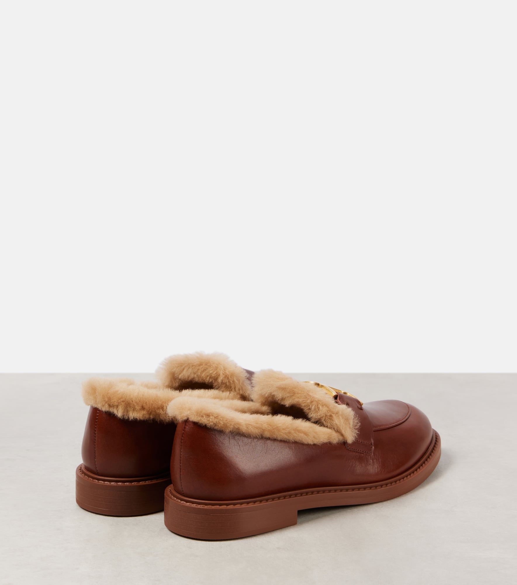 Marcie shearling-trimmed leather loafers - 2
