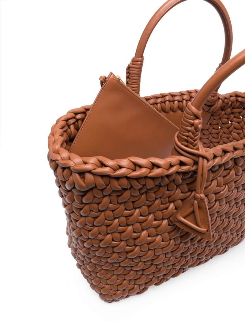 interwoven-design leather tote bag - 5