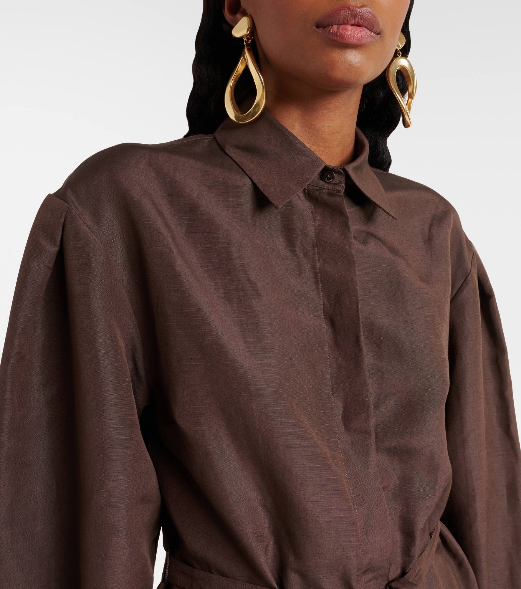 Affari belted linen and silk shirt - 4