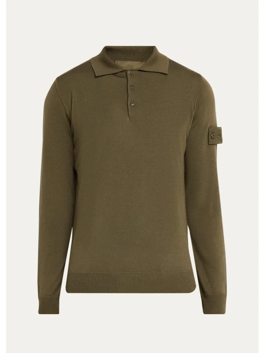 Men's Wool Polo Sweater - 1