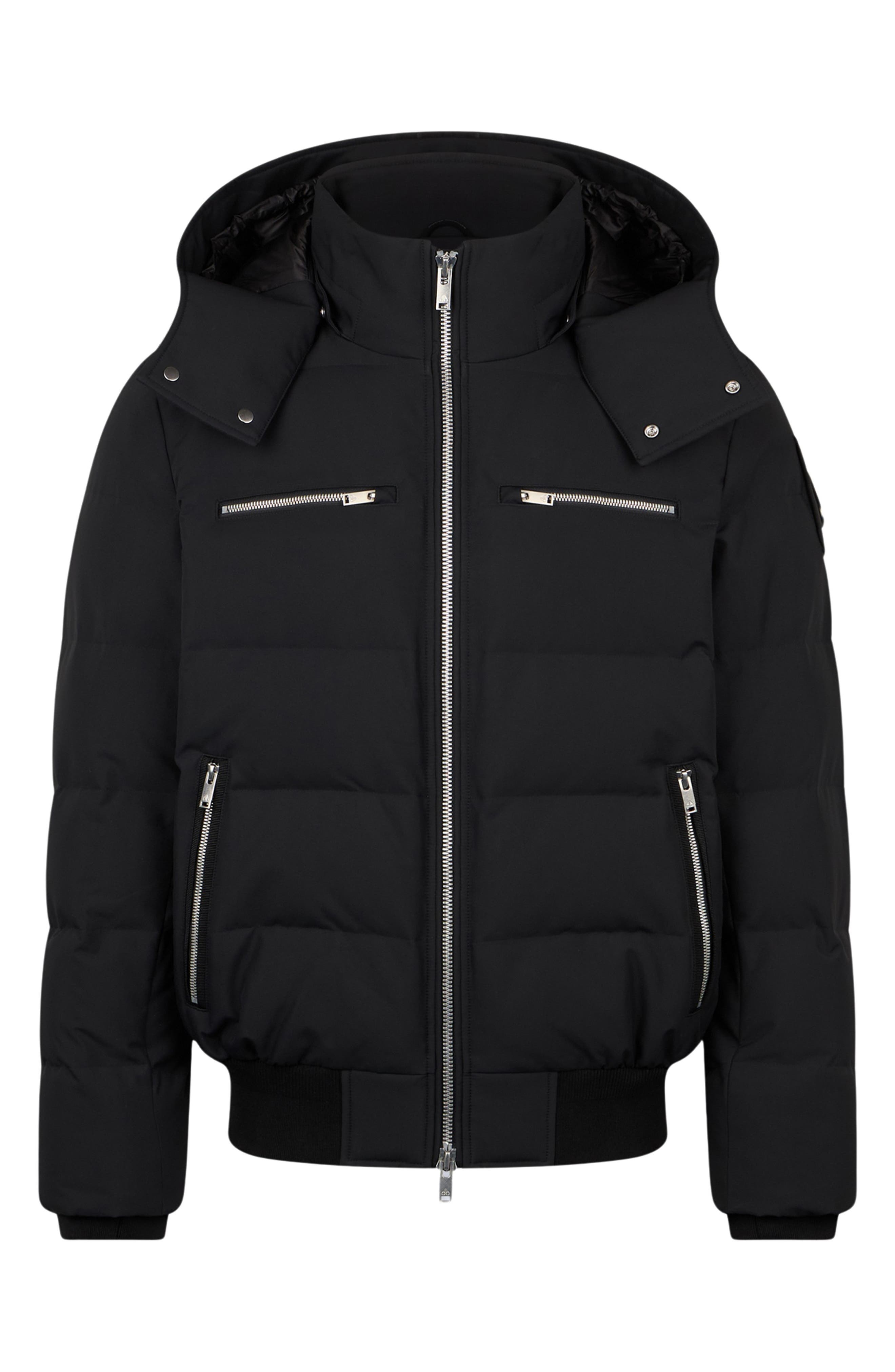 Moose Knuckles Cloud Down Puffer Bomber Jacket with Removable Hood in Black at Nordstrom - 4