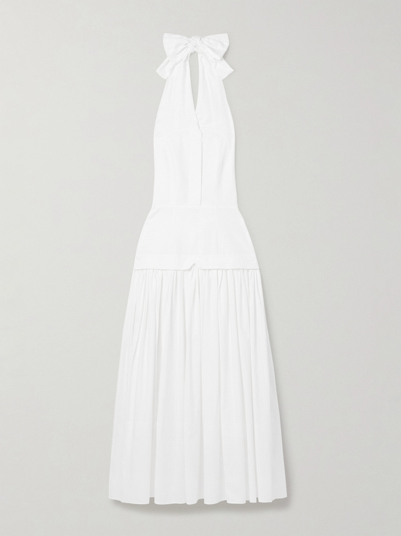 Quinn Tiered Checked Embroidered Cotton Halterneck Maxi Dress 1