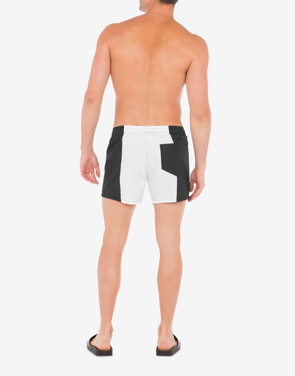 DOUBLE QUESTION MARK TWO-TONE SWIM TRUNKS - 5