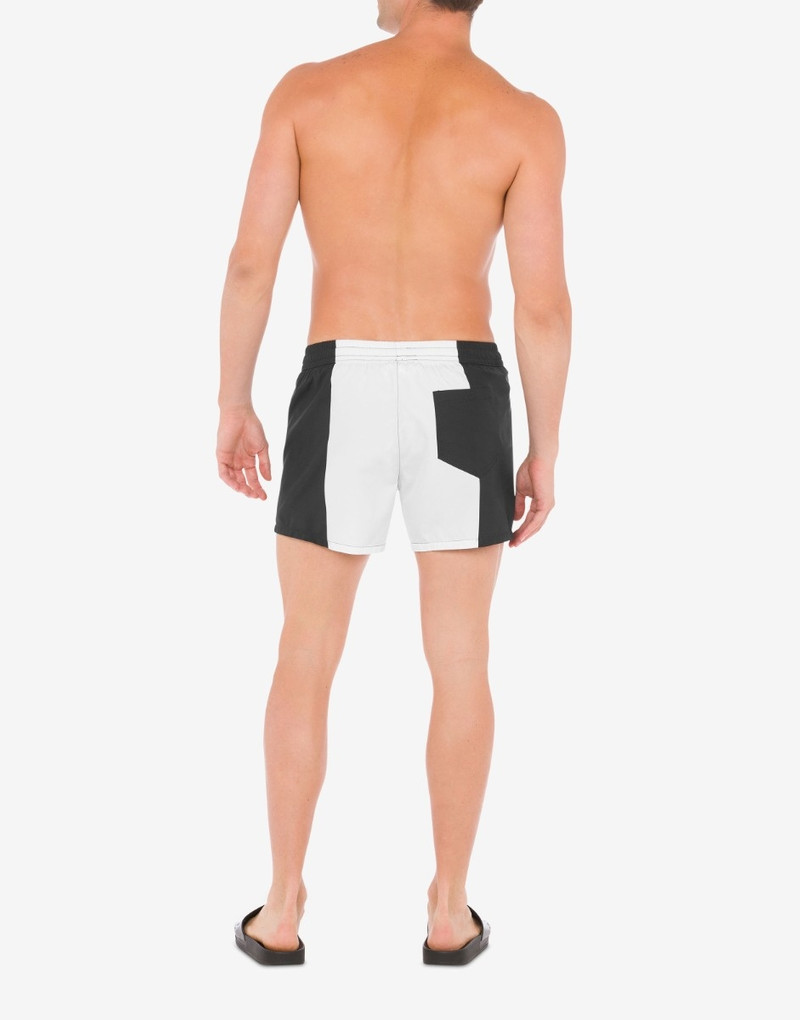 DOUBLE QUESTION MARK TWO-TONE SWIM TRUNKS 4