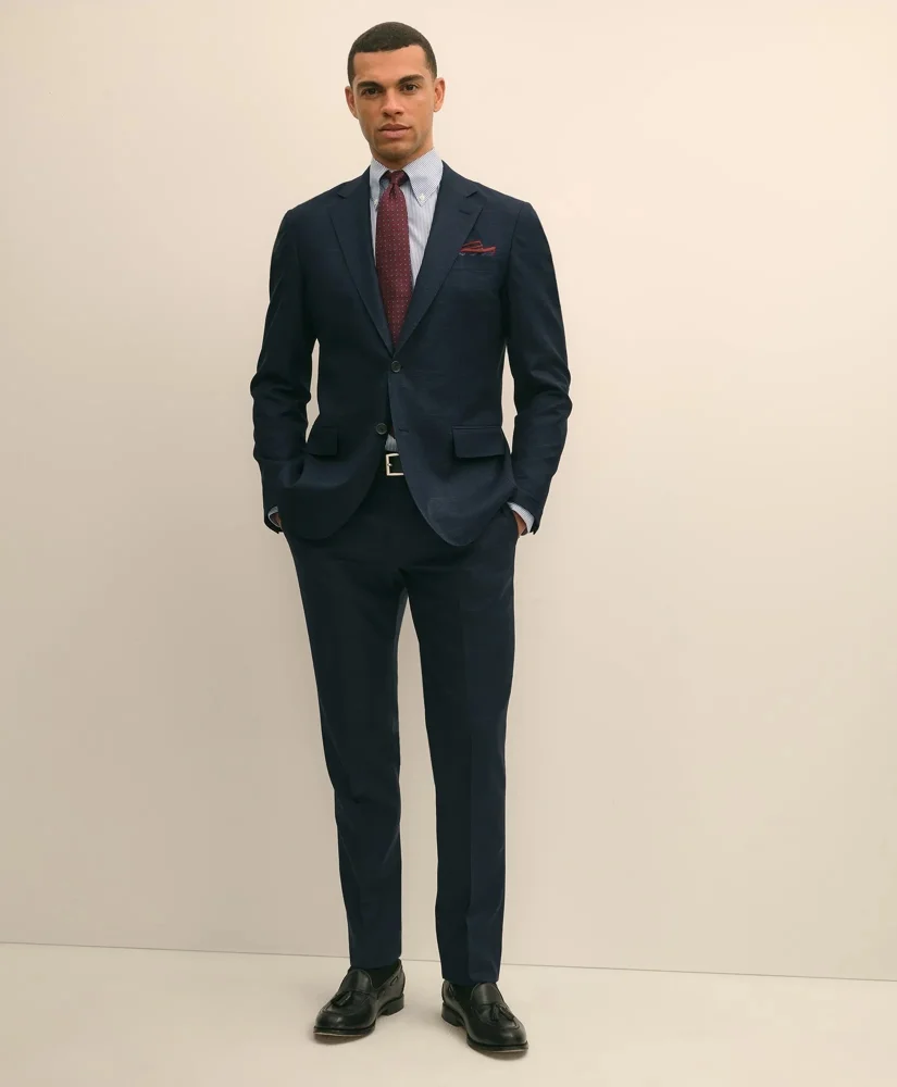 Brooks Brothers Explorer Collection Slim Fit Wool Overcheck Suit Pants - 1
