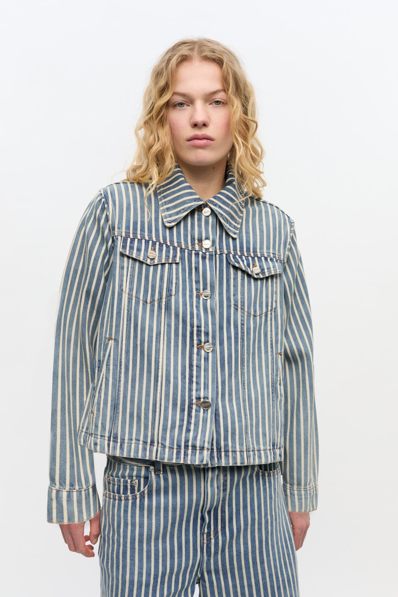 GANNI STRIPED DENIM JACKET outlook