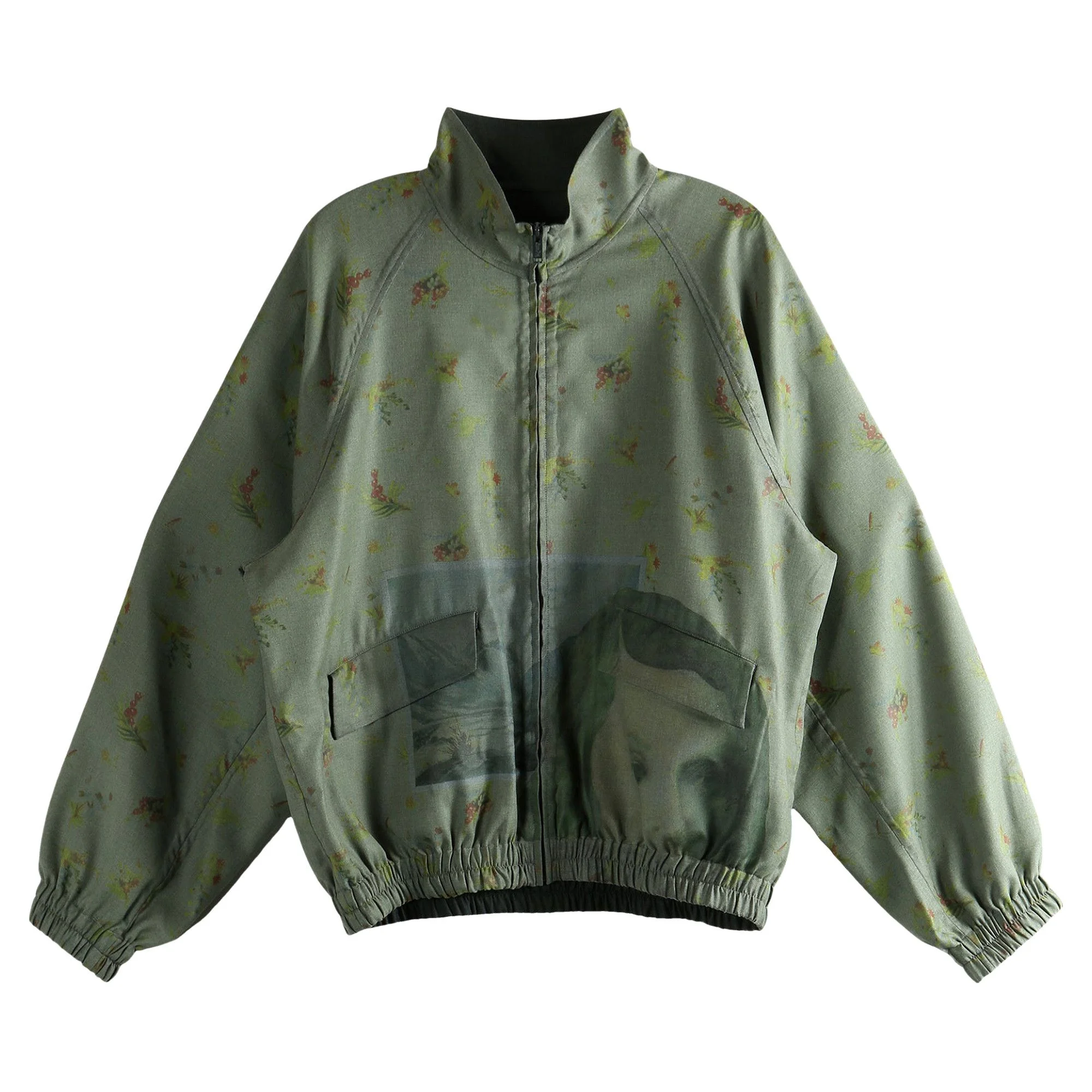 Undercover Elastic Hem Stand Collar Blouson Coat 'Grey Khaki Base' - 1