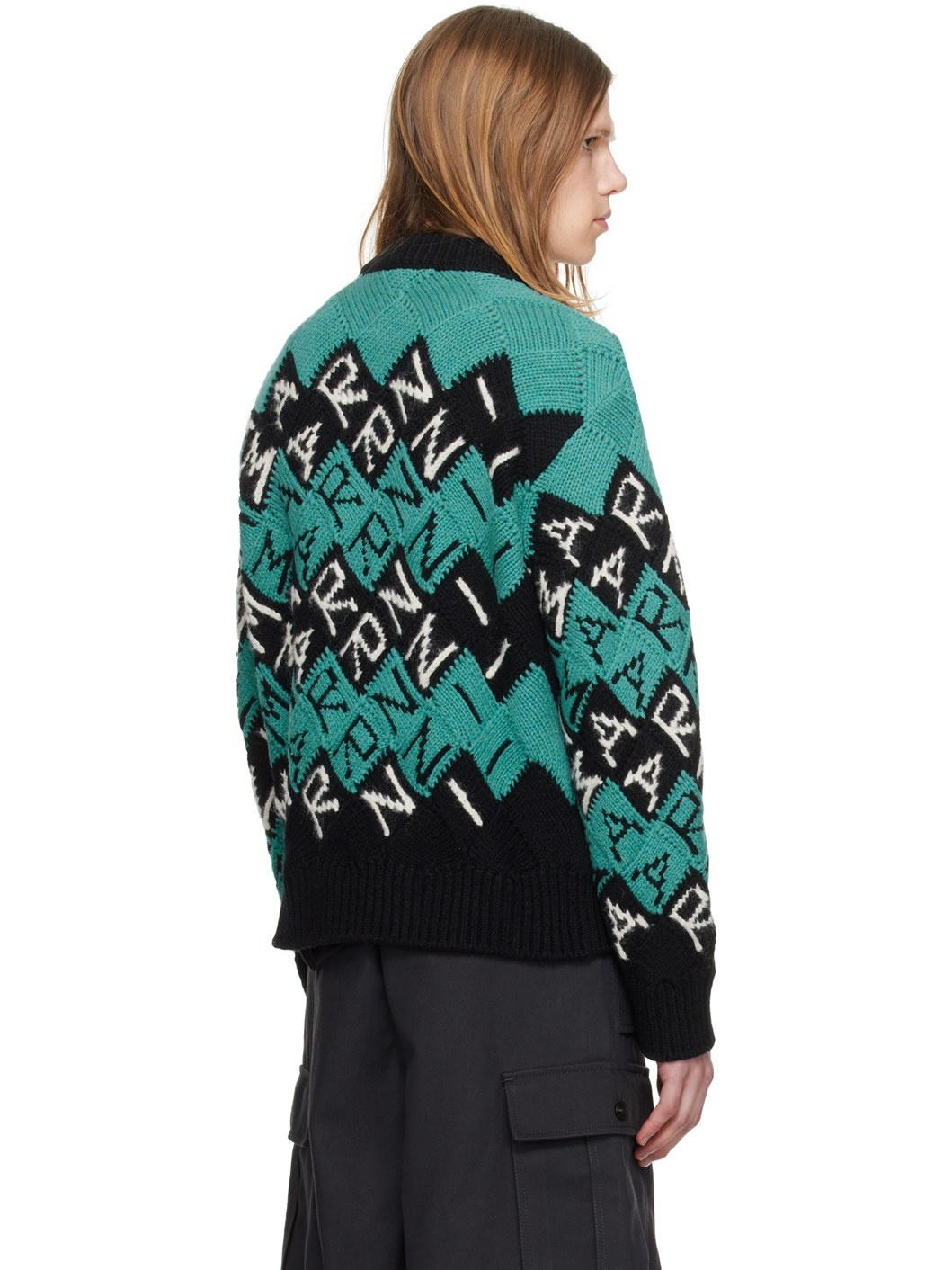 Blue & Black Jacquard Sweater - 3