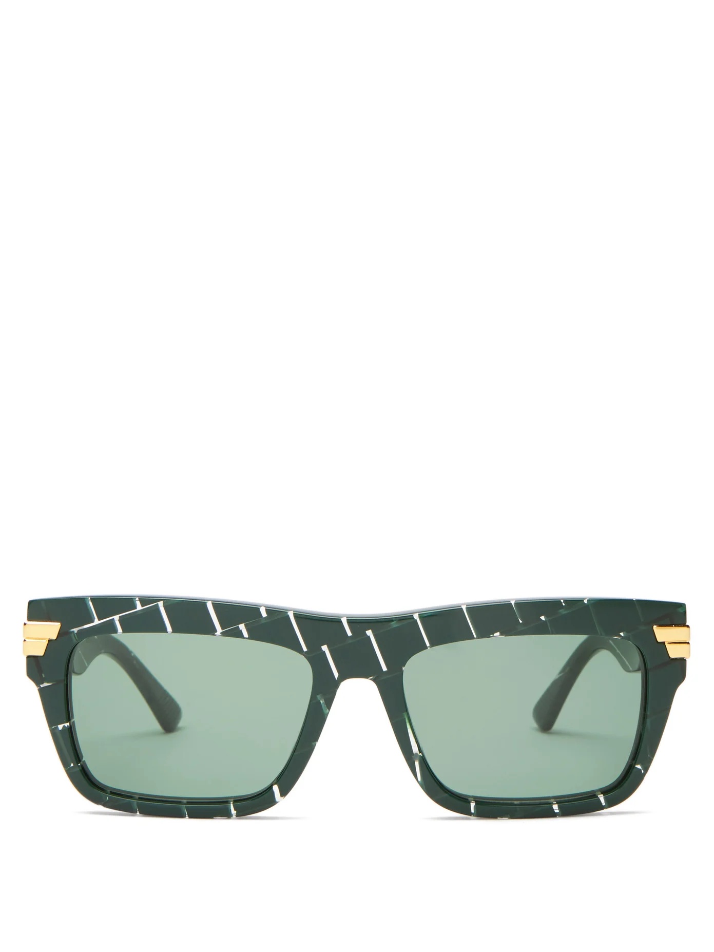 Intrecciato-print rectangular acetate sunglasses - 1