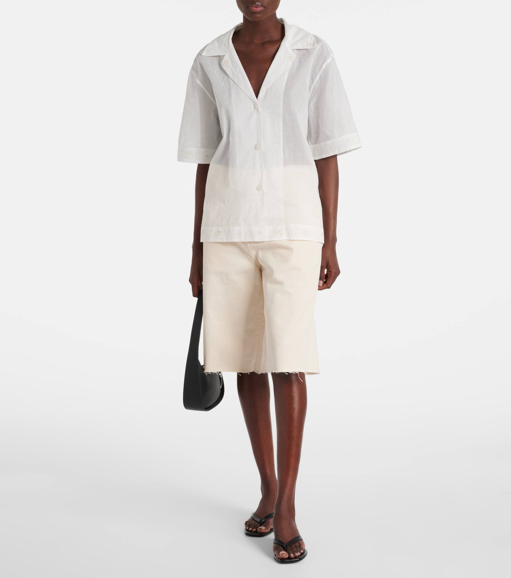 Floral semi-sheer cotton organza shirt - 2