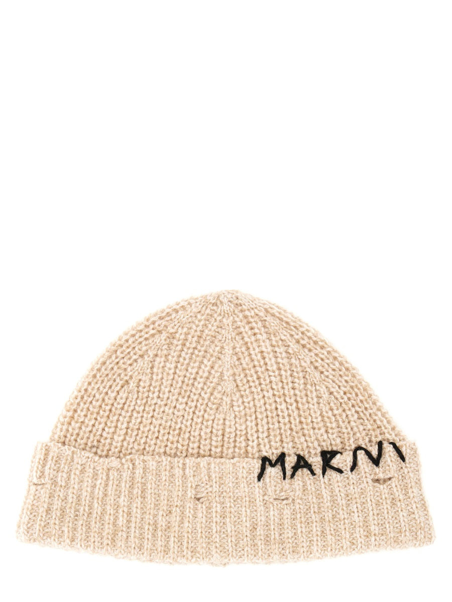 Beanie Hat With "Marni Mending" Embroidery - 1