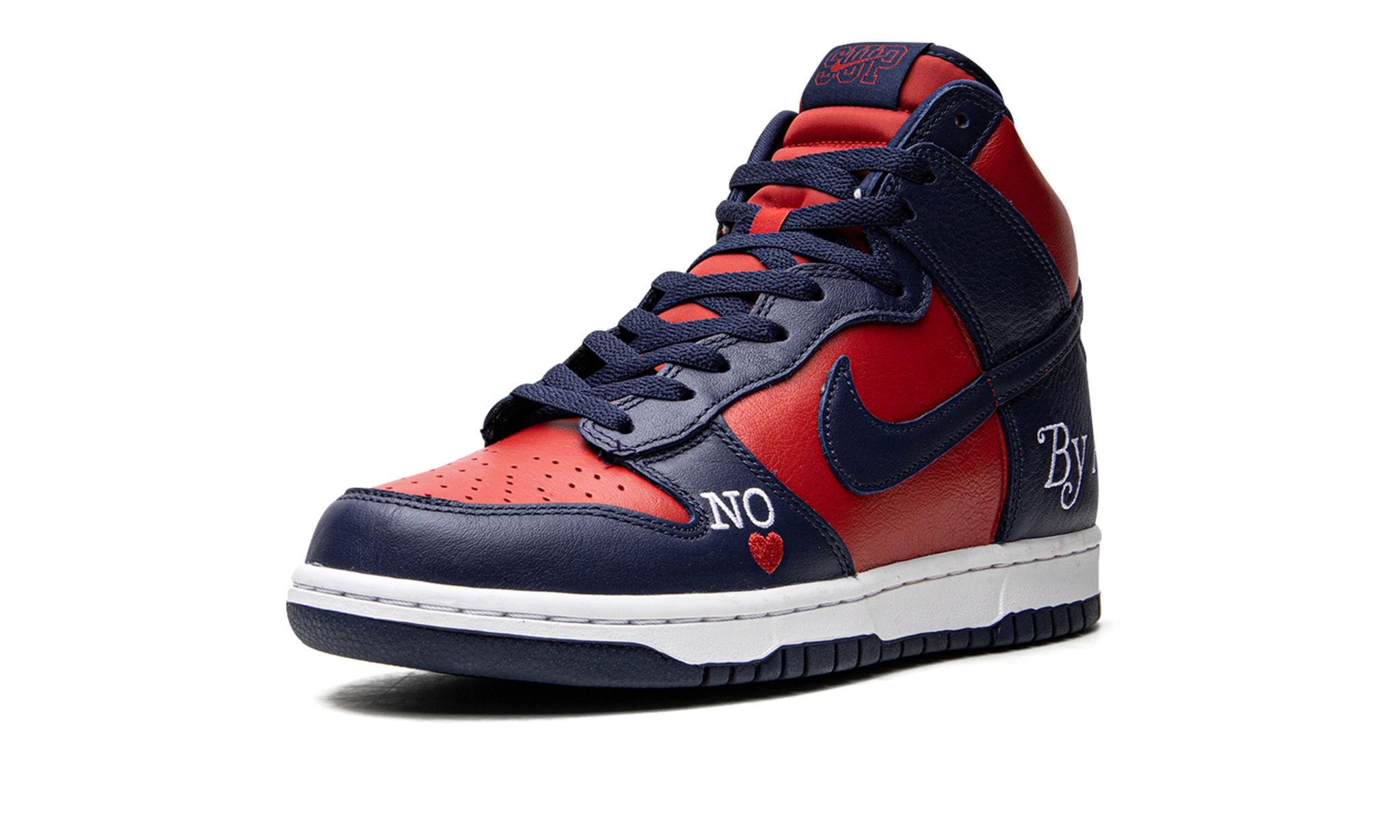 SB Dunk High "Supreme - By Any Means - Navy/Red" - 4