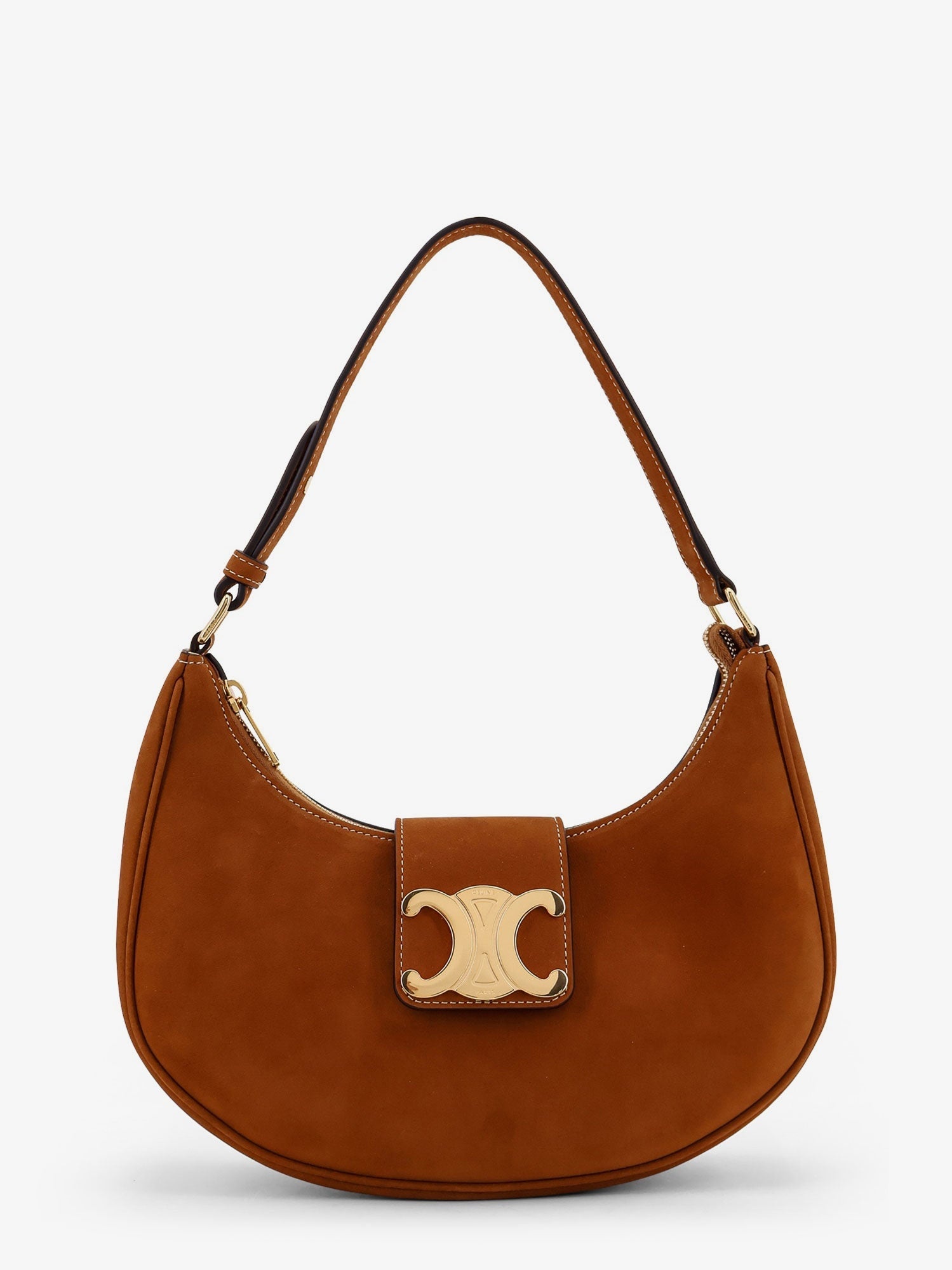 Celine Women Ava Medium Triomphe Suede Shoulder Bag - 1