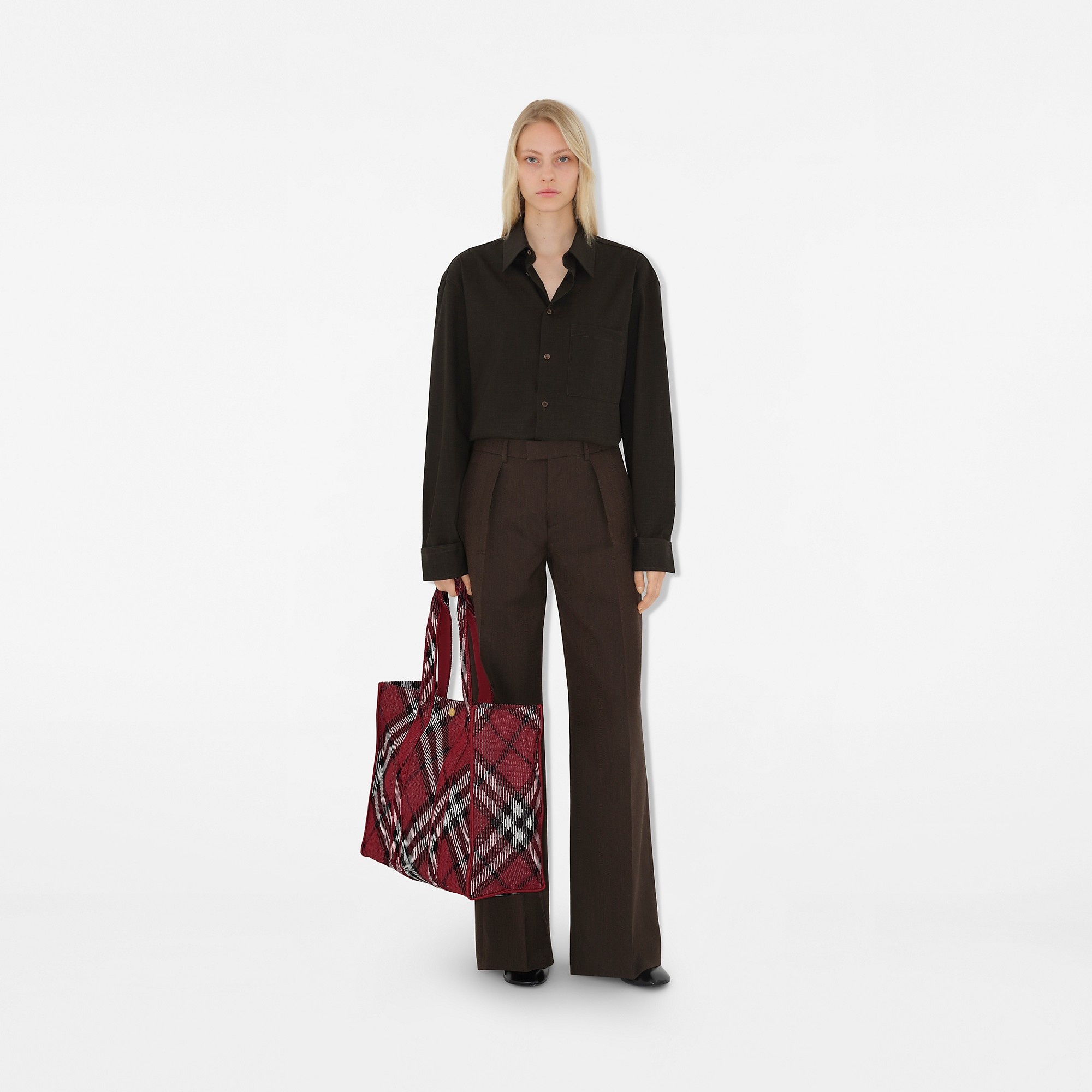 Medium Check Knitted Tote - 2