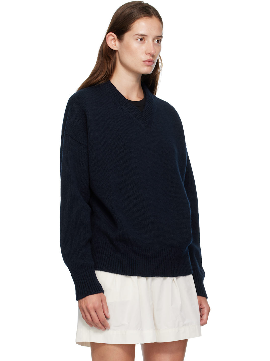 Navy Balla Slouch V-Neck Sweater - 2