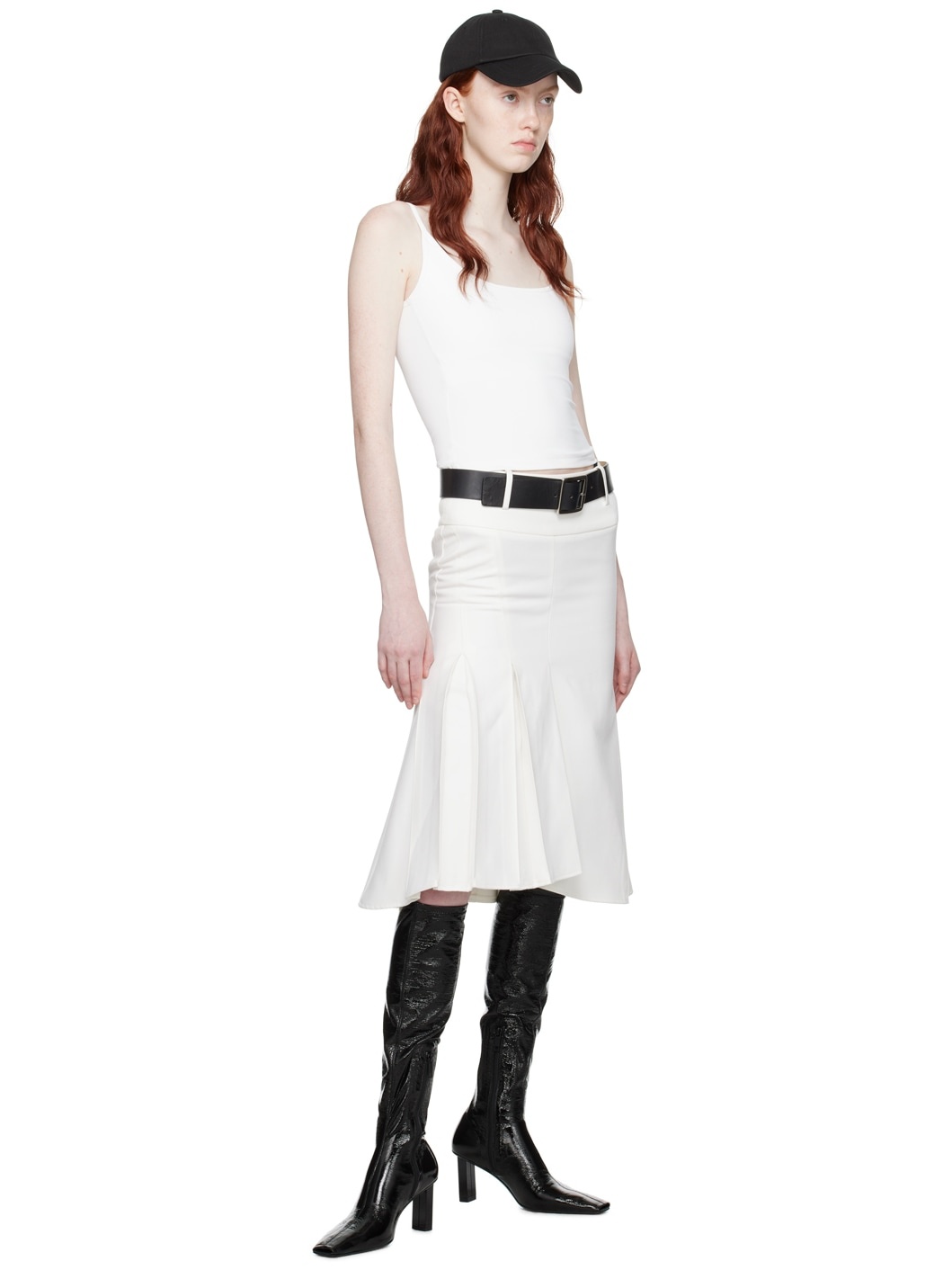 White Deep U-Cut Tank Top - 4