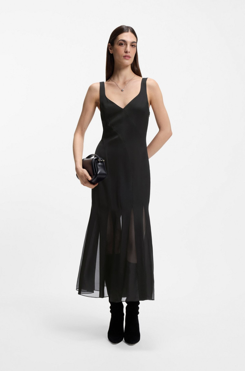BOSS SATIN SLIP DRESS WITH SILK-ORGANZA INSERTS outlook