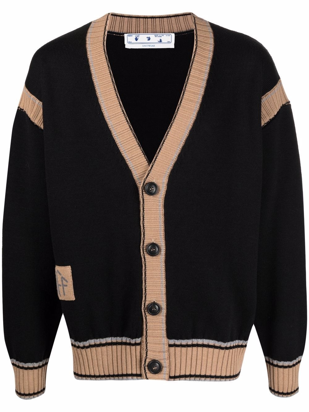 varsity V-neck knit cardigan - 1