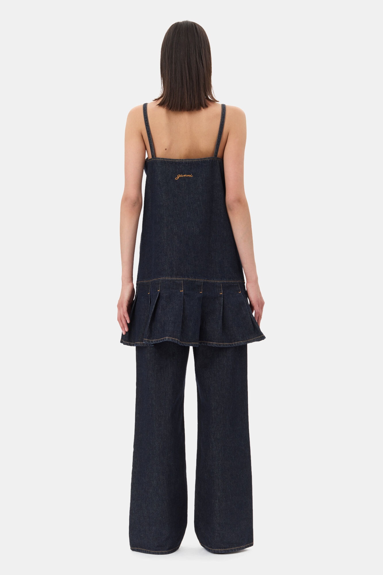 DENIM STRAP MINI DRESS - 5