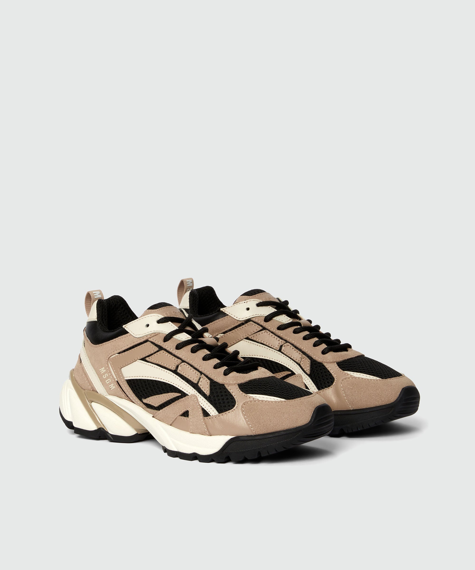 Leather and mesh Vulcano sneakers - 3