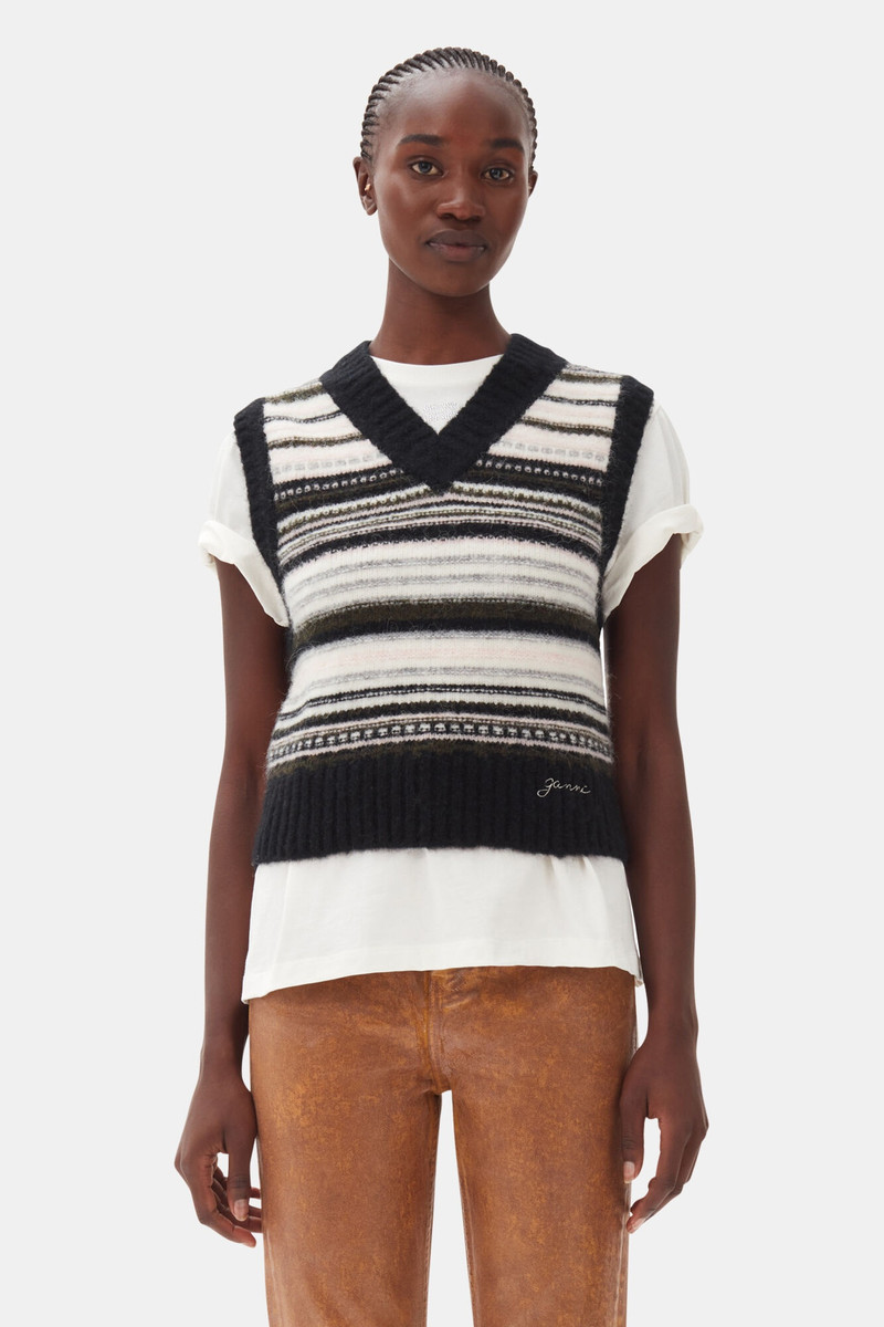 GANNI STRIPED KNIT VEST outlook