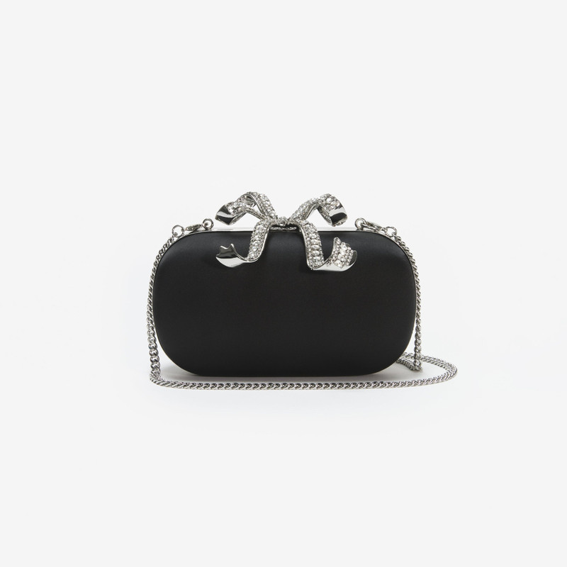 Black Satin Bow Clutch 4