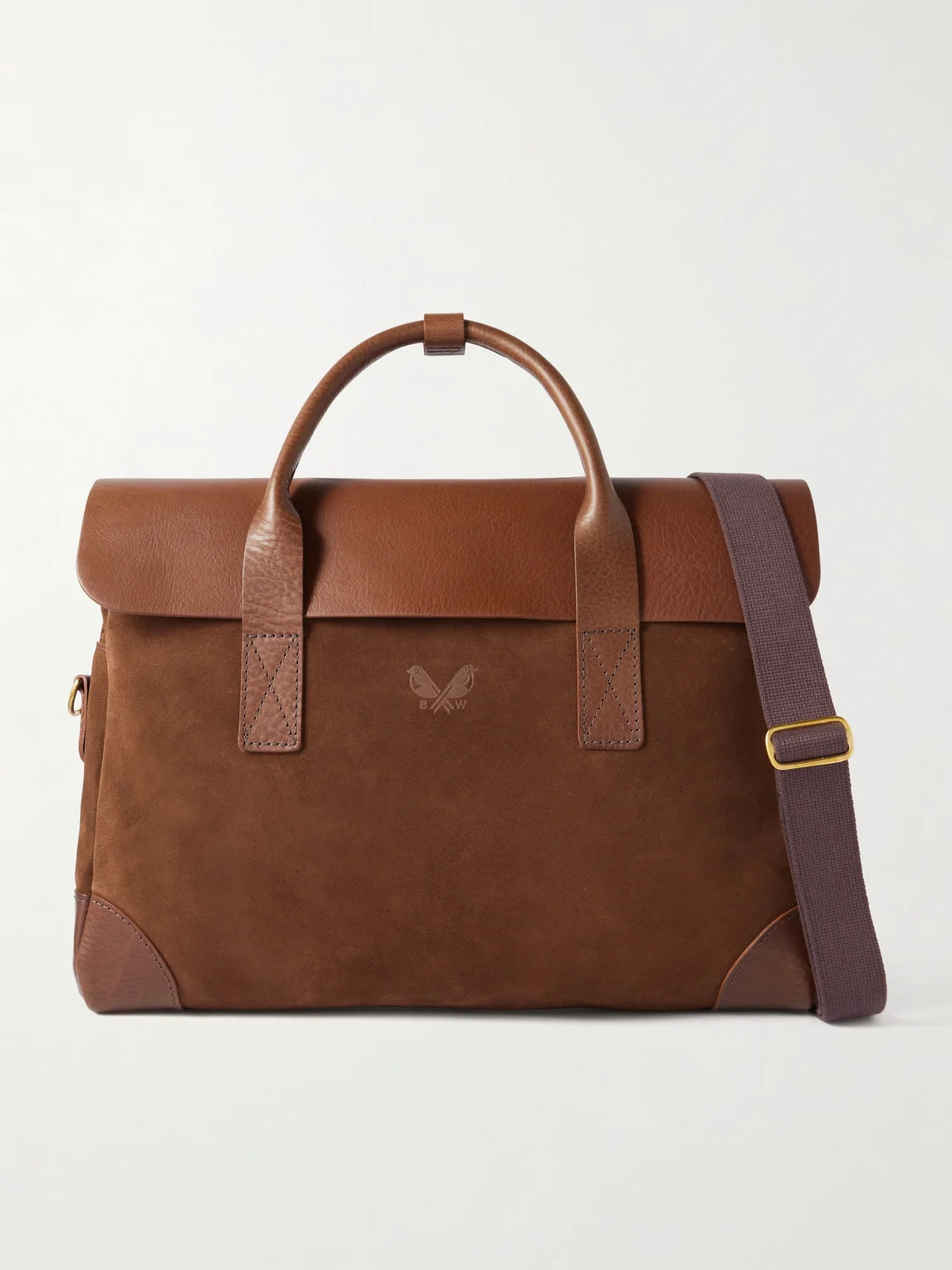 Suede and Leather Briefcase - 1