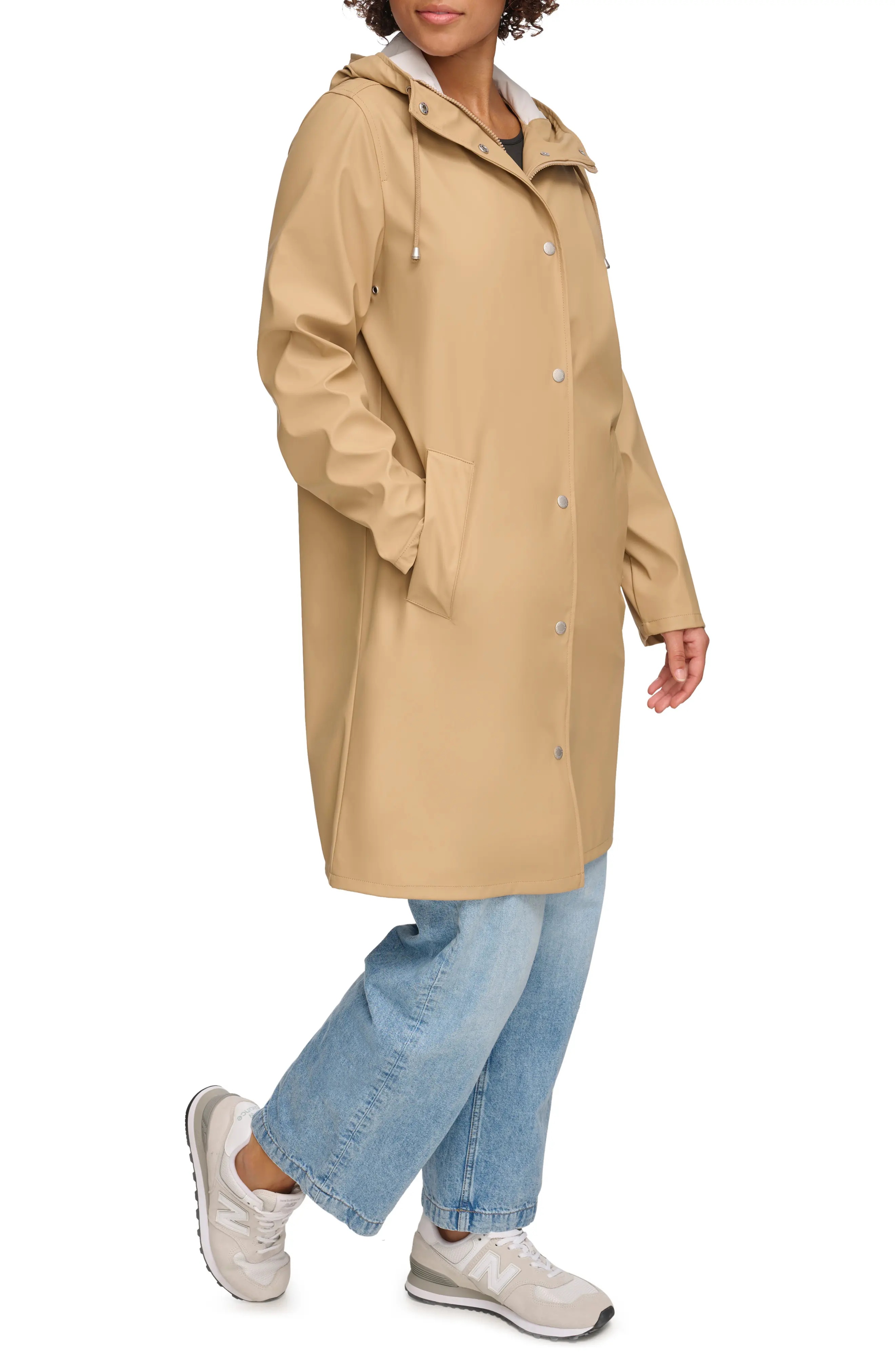 Water Resistant Hooded Long Rain Jacket - 3