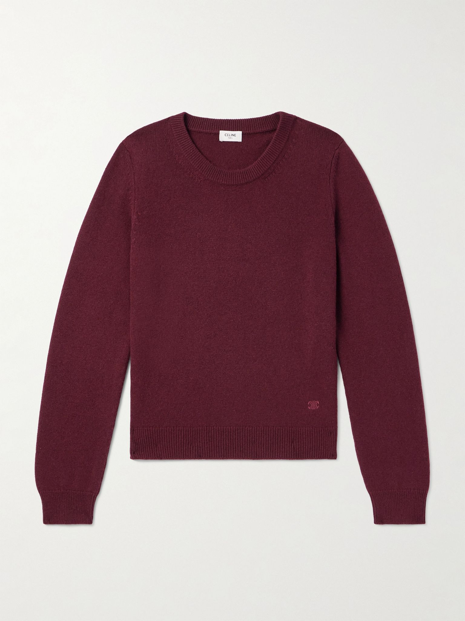 Logo-Embroidered Cashmere Sweater Burgundy - 1